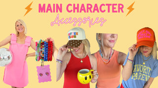 Main Character Accessories at Southern Quirks — colorful beaded jewelry, statement necklaces, trucker hats, and bold women's accessories in bright fun styles. Oklahoma City gift boutique
