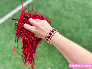 Enamel Stretch Bracelets - Team Spirit -3 Pc Set-Asst Colors: Crimson + Cream