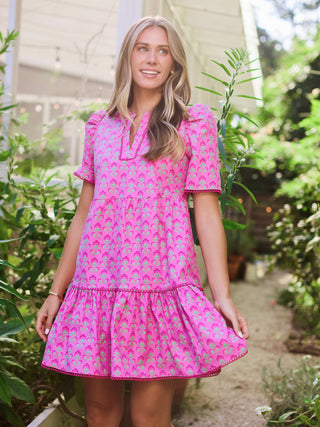 Adelyn Dress | Deco Lilies Fuchsia: XS