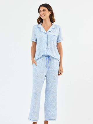 Women's Charlotte Pajama Pants Set | Meadow Line Blue Stripe: XS