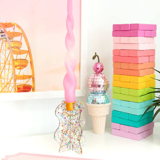 Confetti acrylic candle holders: 4”