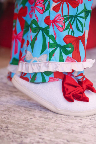 Jingle Bows Ruffle Pajama Set: Multi / Small