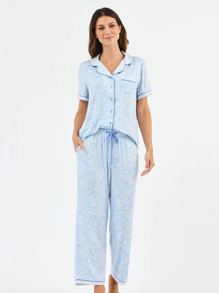 Women's Charlotte Pajama Pants Set | Meadow Line Blue Stripe: XS