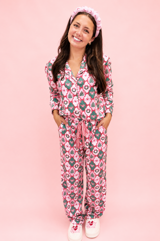 Santa's Candy Cane Christmas Pajama Set with Pants - Prepack: S