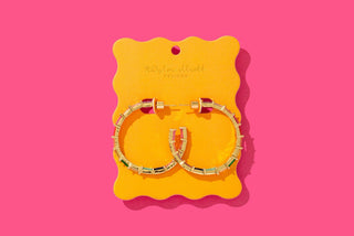 Hoop Earrings - Large - Gold-Plated w/ Colorful Gems - Reese