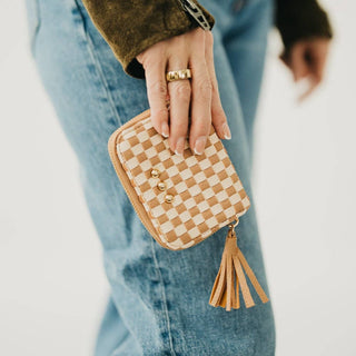 Wynona Woven Wallet: Checkered Black