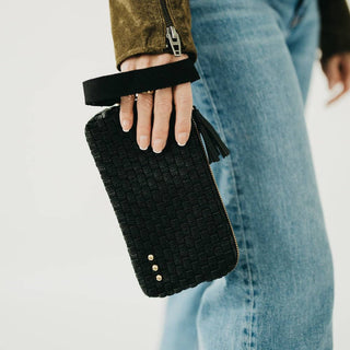 Emma Woven Clutch Wristlet: Checkered Coffee