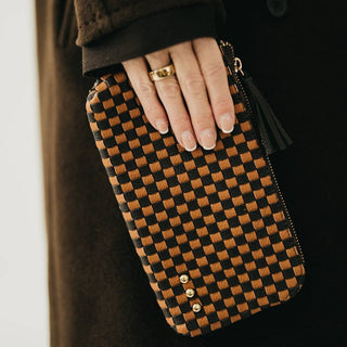 Emma Woven Clutch Wristlet: Black