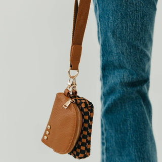 Wonderlust Woven Dual Pouch Wristlet: Blush Checkered