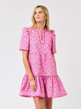 Adelyn Dress | Deco Lilies Fuchsia: XS