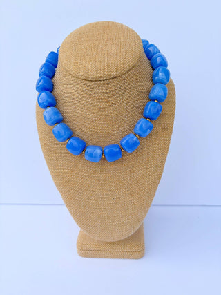 Blue Cube Bead Necklace