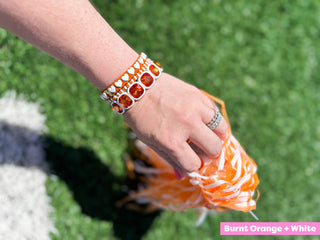 Enamel Stretch Bracelets - Team Spirit -3 Pc Set-Asst Colors: Crimson + Cream