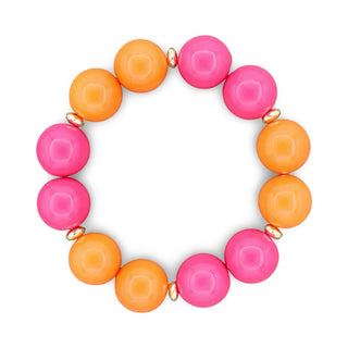 Colorful chunky bracelets with pink and orange beads