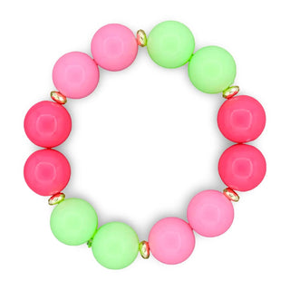 colorful chunky bracelets with large pink and green beads